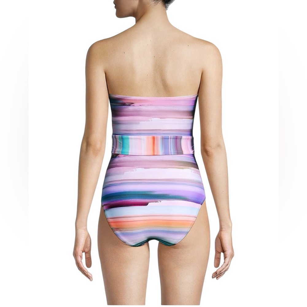 La Blanca Ocean Tide Colorful Striped Halter/Strapless One Piece Swimsuit Girly - Picture 4 of 11